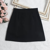 Solid Color High-Rise Thin Suit Half-Body Skirt Summer Basic Anti-Walking A-Word Ass Short Skirt 8615