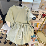 Summer Shorts Set Two Sets Of Leisure Sports Suit Women's Summer Loose Can Go Out Shopping White And Thin