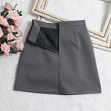 Solid Color High-Rise Thin Suit Half-Body Skirt Summer Basic Anti-Walking A-Word Ass Short Skirt 8615