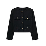 Autumn New Clip Round Collar Short Jacket 3046278