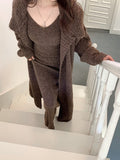 French Languid Knitting Two Sets Of Female Long Over Knee Sweater Slings With Dress Set