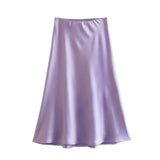 Spring 2025 New Tight Waist Simple Set Solid Color Lirt Solid Color Half Body Skirt