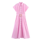 BSK&TRAF Women's Clothing Autumn 2025 New French Fashion Belt Fender Flute Dress 8441255