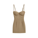 Pure Wind With Chest Cushions With Skirt Femininity Small Retro Waist Tight Bottom Hottie Short Skirt