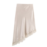 Autumn New Lace Splicing Silk-Sing Texture Asymmetric Skirt 4772518