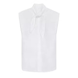 Spring New Striped Bow Trim Sleeveless Shirt 4786014250