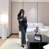 French Temperament Lazy Knitting Two Sets Of Women's Autumn And Winter New Loose Cassette Shawl Vest Vest Dress Suit