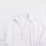 Spring 2025 New Linen-Blend Fan Flute Shirt Dress 8351030