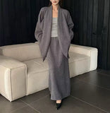 Autumn And Winter With A Set Of Women's Languid Style High-End Sense Knitted Shirt Jacket Skirt Two Sets