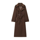 BSK&TRAF Women's Clothing Fall 2025 Classic British Hair This Double Buckle Wind Coat Coat