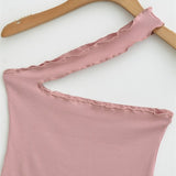 Spice Girls Pink Shoulder Bra Vest Inside And Outside Wearing Sexy Elasticity Pure Lust Umbilling Slings