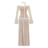 French Retro Lace Splicing Dress Women's New Autumn High-End Feeling Thin Temperament Long Dress