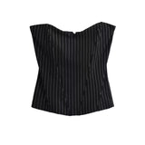 Summer Sexy Babes Fish Bone Brake Stripe Girded Waisted Top Cloth Plus Chest Pad