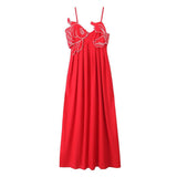 Summer New Women's Red Embroidery Sling Dress 5187
