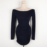 South Korea's New Spring Temperament Tight Shoulders To Folded Body Wrapped In Hip Short Skirt Bottom High Waist Dress