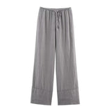 Spring 2025 New Set Women's Long-Sleeved Shirt Top Broad Leg Trousers Loose Design Sense 4786090