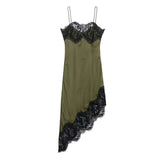 BSK&TRAF Women's Winter 2025 New Fashion Asymmetric Lace Slace Dress 4772113