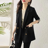 Spring And Autumn New Blazer Women's Leisure Loose Design Tops Solid Color Long-Sleeved Suit