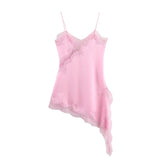 Autumn New Lace Decoration Asymmetric Sling Dress 5919200
