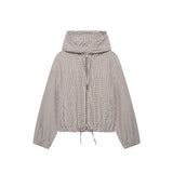 New Autumn Casual Loose Lattice Hooded Jacket 6318010