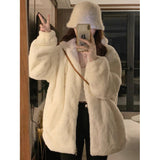 Korean Milk Fufu Lamb Woolen Hooded Cotton Coat Women Winter Thicken Loose Lanterned Cotton Coat Tide