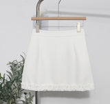 Real Shooting Wooden Ear Suit Short Skirt Summer Anti-Walking Lining High Waist Thin Ass A Word Step Skirt 6875