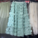 Three-Dimensional Flower Half-Dress Woman 2025 New Medium And Long Fairy Skirt High-Waisted Temperament Mesh Dress