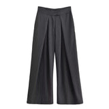 BSK&TRAF Women's Clothing 2025 Autumn New Commuting Fashion Striped Broad Leg Pants 8219037