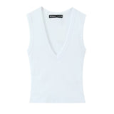 BSK&TRAF Women's Summer 2026 Summer New Simplicity Fashionless V-Necked Cotton T-Shirt 41743