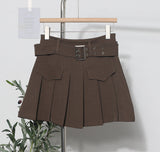 Real Shooting Hottie Retro Bright Line Dress Women Walk Light 100-Fold Skirt High-Rise Thin A Short Skirt 8201