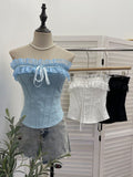 Sleeveless Short Top With Chest Pad Anti-Slip Slender Waistcoat Ponies With Bows