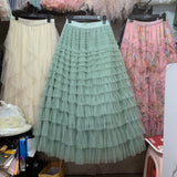 2025 Summer Explosion Fashion Mesh Cake Half-Dressed Dress Woman