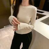 2026 Early Spring European Small Shirt In Autumn And Winter With Long-Sleeved T-Shirts Female Hautein Temperament Solid-Colored Cashmeet Bottom Shirt