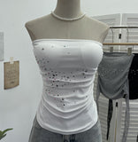 Hot Diamond Splicing Lace-Back Strapped Braided Braided Braided Brae Folded Bra Sleeveless Top 1196