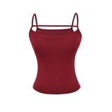 Hottie Style Solid-Colored Body With Chest Pad Sling Vest Women 2026 Summer New Irregular Bottom Short Top