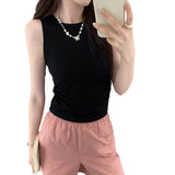 Vintage Waist-Waisted Foldless Sleeveless Vest Women's Summer 2025 New Sports Wear Inside And Bottom Top