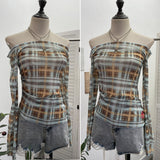 Real Shooting Hottie Thorn One-Layer Mesh Sunscreen Blouse T-Shirt With Short Embroidery Top 8035