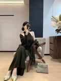 French Temperament Lazy Knitting Two Sets Of Women's Autumn And Winter New Loose Cassette Shawl Vest Vest Dress Suit