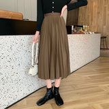 Simple Multi-Color New Folding Skirt Half-Dress Woman High Waist Thin Solid Color Hanging Medium Long Folding Skirt