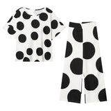 Series Wave Point Blouse 3565558084 Series Wave Point Wide Leg Pants 2068557084 Set