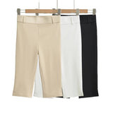 Side-Opening Seven-Point Pants Women 2026 Summer New Hot Girl Solid Color High-Waisted Elastic Hips Slacks