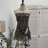 Real Shooting Rivet Belt Splicing Wave Point Mesh Cross Irregular Ribbon Sleeveless Vest Hottie Top 23760