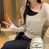 Korean Early Autumn Wear A Set Of Super-Looking Sleeveless Sleeveless Sleeves Inside The Two-Piece Top Lady
