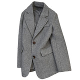 Grey Blazer Women 2026 New Autumn And Winter Leisure Free Riding Loose Retro Commuter Leisure Blouse
