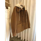 This Year's Popular Explosion Hooded Hair, The Coat Of Women's Autumn And Winter Large-Size Fat Mm Thin And Fake Two Short Outer Tops