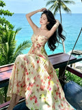 French Holiday Dress Island Beautiful Beach Dress Sanya Seaside Ootd Wearing Dingdal Dress Beach Dress