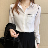 Spring 2025 New French-Style Clame Chiffon Shirt Female Long-Sleeved Shirt Temperament Professional Top Elegant