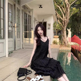 Sweet Age-Down White Sling Dress Women's Summer Holiday Small Loose Cake Long Skirt