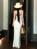 Hottie Style White Hanging Neck Bra Dress Women Summer Slime Sleeveless Dress Body Body-Bossed Dress