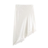 Autumn New Lace Splicing Silk-Sing Texture Asymmetric Skirt 4772518